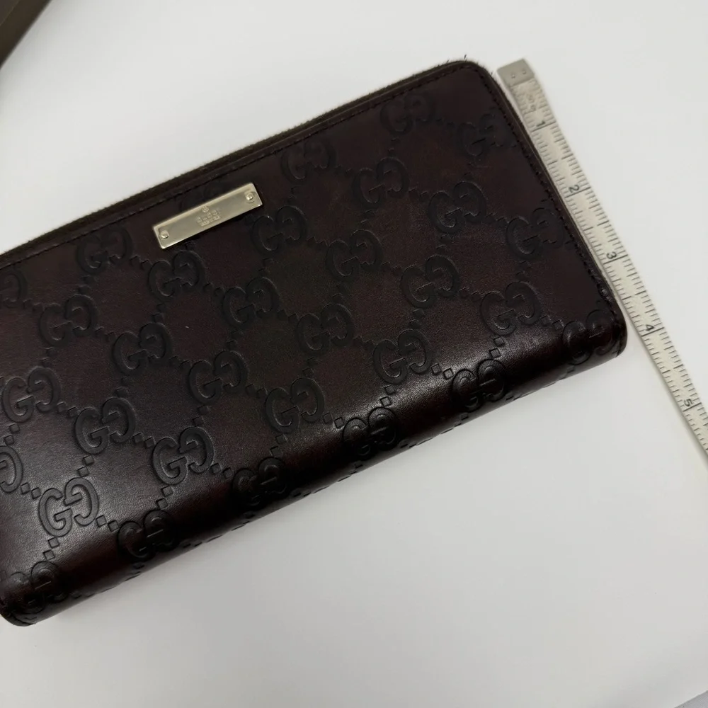 Gucci Dark Brown Guccissima Leather Zip Around Wallet with Box - Picture 8 of 12